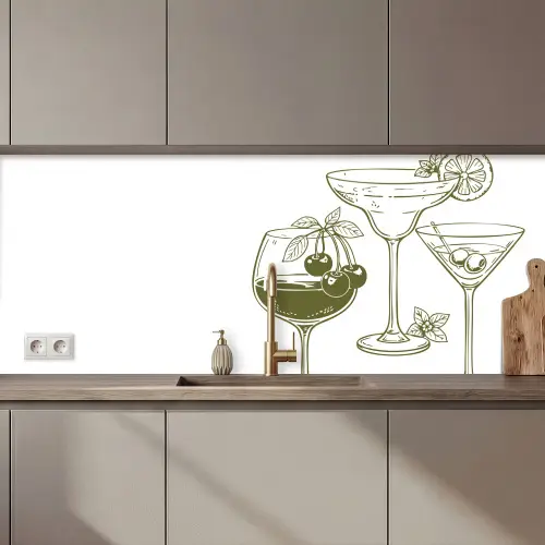 Glazen - Cocktails - Groen keuken achterwand 2 middel zz_3dshopping