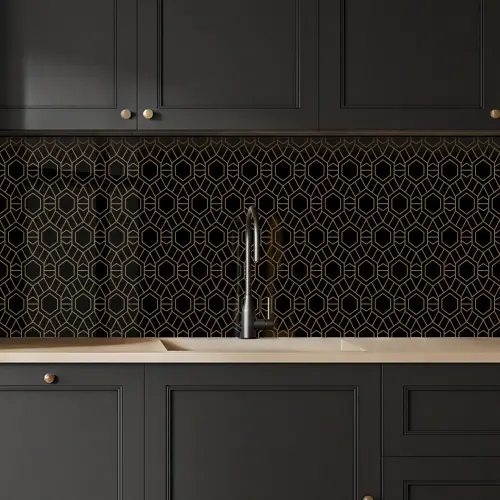 Goud - Zwart - Rozetstructuur keuken achterwand 2 middel 871 -sfeer1