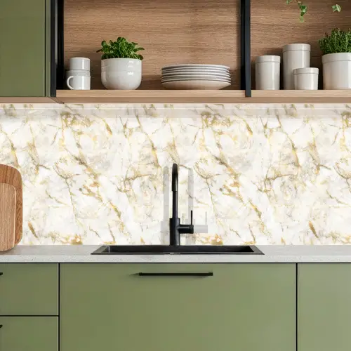 Goud - Licht - Nerf - Marmer keuken achterwand 2 middel 871 -sfeer3