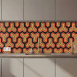 Goud - Rood - Patronen - Japans keuken achterwand 2 middel 871 zz_3dshopping