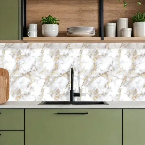 Gouden aders - Marmer - Wit keuken achterwand 2 middel 871 -sfeer3