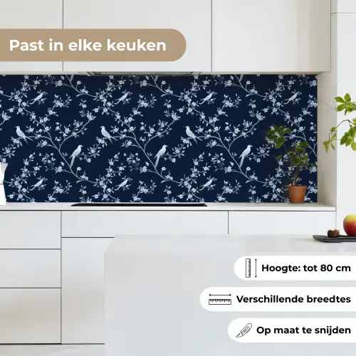 Grafisch - Bloesemtak - Blauw keuken achterwand 2 middel 871 -sfeer4_NL