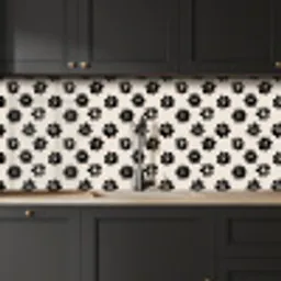 Grafisch - Madeliefjes - Zwart - Beige keuken achterwand 2 middel 871 -sfeer1
