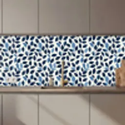 Grafisch - Bladmotief - Diepblauw keuken achterwand 2 middel 871 zz_3dshopping