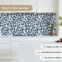 Grafisch - Bladmotief - Diepblauw keuken achterwand 2 middel 871 -sfeer4_NL