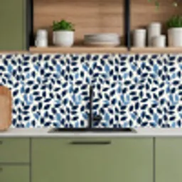 Grafisch - Bladmotief - Diepblauw keuken achterwand 2 middel 871 -sfeer3