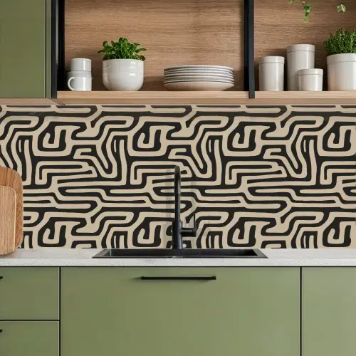 Grafisch - Lijnen - Zwart keuken achterwand 2 middel 871 -sfeer3