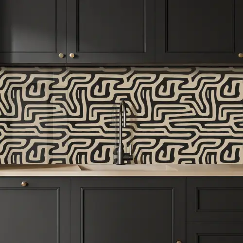 Grafisch - Lijnen - Zwart keuken achterwand 2 middel 871 -sfeer1