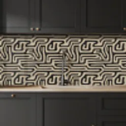 Grafisch - Lijnen - Zwart keuken achterwand 2 middel 871 -sfeer1