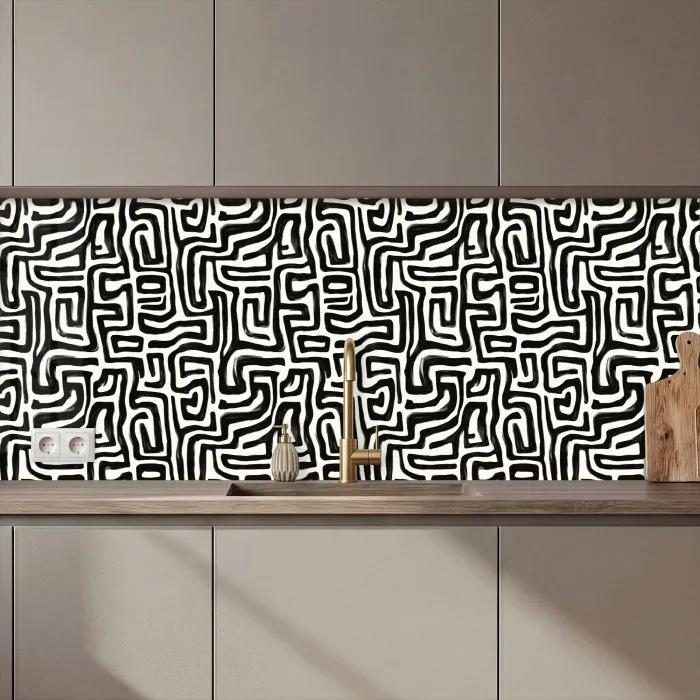 Grafisch - Lijnen - Zwart - Wit keuken achterwand 2 middel 871 zz_3dshopping