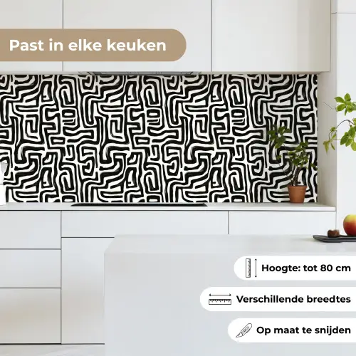 Grafisch - Lijnen - Zwart - Wit keuken achterwand 2 middel 871 -sfeer4_NL