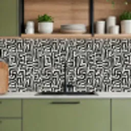 Grafisch - Lijnen - Zwart - Wit keuken achterwand 2 middel 871 -sfeer3