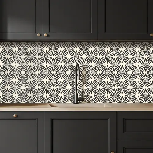 Grafisch - Patroon - Zwart keuken achterwand 2 middel 871 -sfeer1