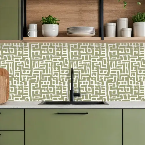 Grafisch - Patroon - Groen keuken achterwand 2 middel 871 -sfeer3