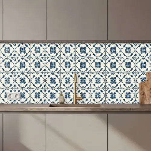 Grafisch - Tegel - Blauw keuken achterwand 2 middel 871 zz_3dshopping