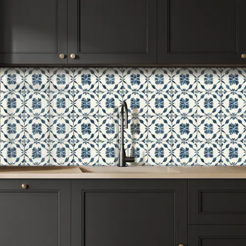 Grafisch - Tegel - Blauw keuken achterwand 2 middel 871 -sfeer1
