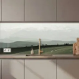 Grijs - Berg - Paarden keuken achterwand 2 middel zz_3dshopping