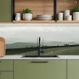 Grijs - Berg - Paarden keuken achterwand 2 middel -sfeer3