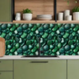 Groen - Glanzende - Kiezels keuken achterwand 2 middel 871 -sfeer3