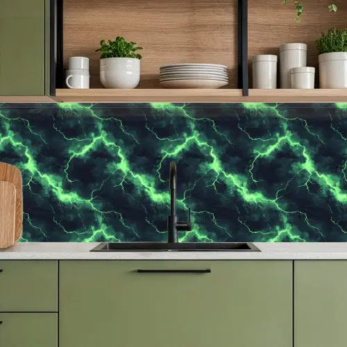 Groen - Bliksem - Storm keuken achterwand 2 middel 871 -sfeer3
