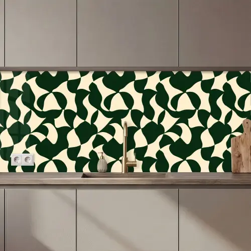 Groen - Organische vlakken - Crème keuken achterwand 2 middel 871 zz_3dshopping