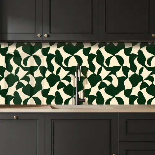 Groen - Organische vlakken - Crème keuken achterwand 2 middel 871 -sfeer1