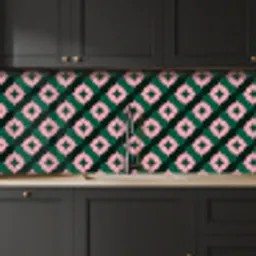 Groen - Roze - Retro - Sterren keuken achterwand 2 middel 871 -sfeer1