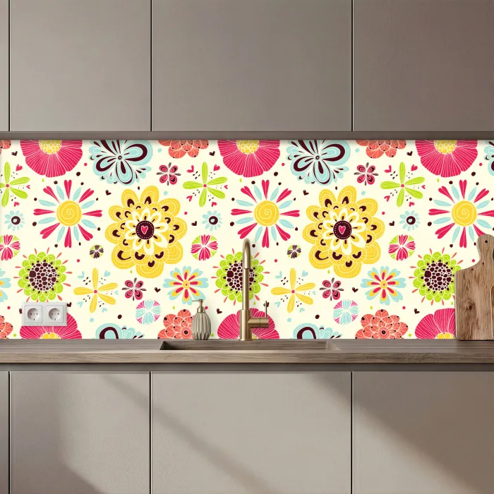 Hart - Bloemen - Patronen keuken achterwand 2 middel 871 zz_3dshopping