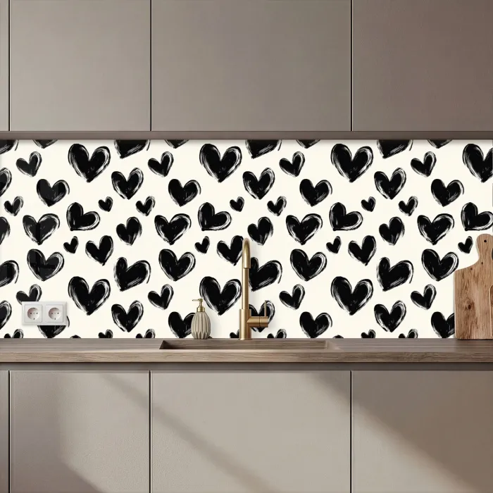 Hartjes - Patroon - Zwart keuken achterwand 2 middel 871 zz_3dshopping