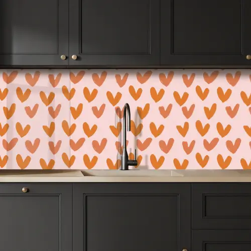 Hartjes - Getekend - Oranje keuken achterwand 2 middel 871 -sfeer1