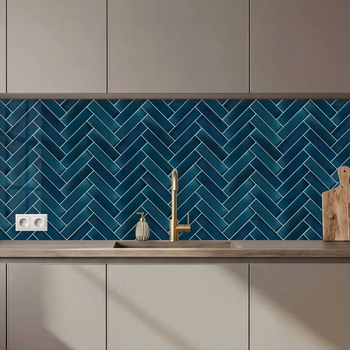 Visgraatmotief - Tegels - Diepblauw keuken achterwand 2 middel 871 zz_3dshopping
