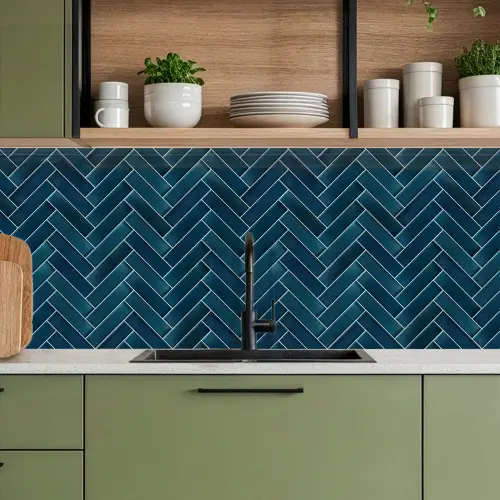 Visgraatmotief - Tegels - Diepblauw keuken achterwand 2 middel 871 -sfeer3