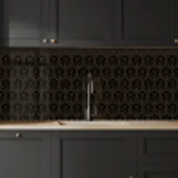 Zeshoek - Zwart - Goud - Bloem keuken achterwand 2 middel 871 -sfeer1