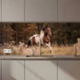 Paard - Bruin - Gras keuken achterwand 2 middel zz_3dshopping