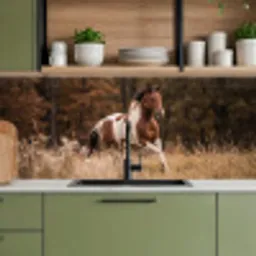 Paard - Bruin - Gras keuken achterwand 2 middel -sfeer3