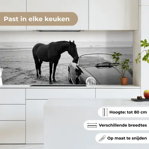 Paard - Auto - Zwart - Wit keuken achterwand 2 middel -sfeer4_NL