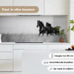 Paarden - Gras - Zwart - Wit keuken achterwand 2 middel -sfeer4_NL