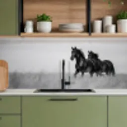 Paarden - Gras - Zwart - Wit keuken achterwand 2 middel -sfeer3