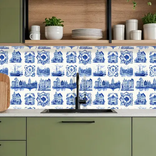 Huizen - Schepen - Blauw keuken achterwand 2 middel 871 -sfeer3