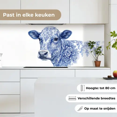 Illustratie - Koe - Blauw keuken achterwand 2 middel -sfeer4_NL