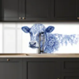 Illustratie - Koe - Blauw keuken achterwand 2 middel -sfeer1