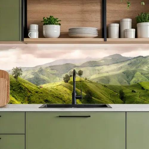 Landschap - Heuvels - Groen keuken achterwand 2 middel -sfeer3