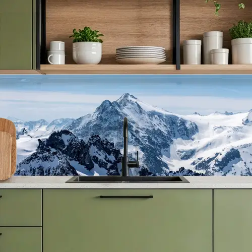 Landschap - Bergen - Sneeuw - Wit keuken achterwand 2 middel -sfeer3