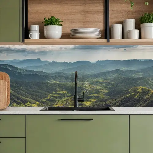 Landschap - Vallei - Groen keuken achterwand 2 middel -sfeer3