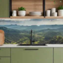 Landschap - Vallei - Groen keuken achterwand 2 middel -sfeer3