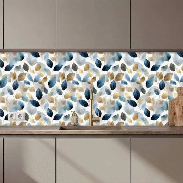 Blad - Mix - Aquarel - Goude keuken achterwand 2 middel 871 zz_3dshopping
