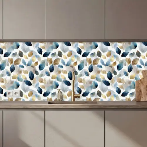 Blad - Mix - Aquarel - Goude keuken achterwand 2 middel 871 zz_3dshopping