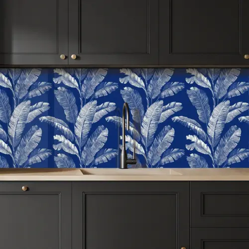 Blad - Palm - Blauw keuken achterwand 2 middel 871 -sfeer1