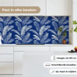 Blad - Palm - Blauw keuken achterwand 2 middel 871 -sfeer4_NL