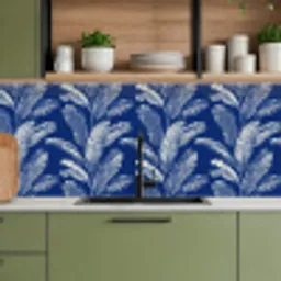 Blad - Palm - Blauw keuken achterwand 2 middel 871 -sfeer3